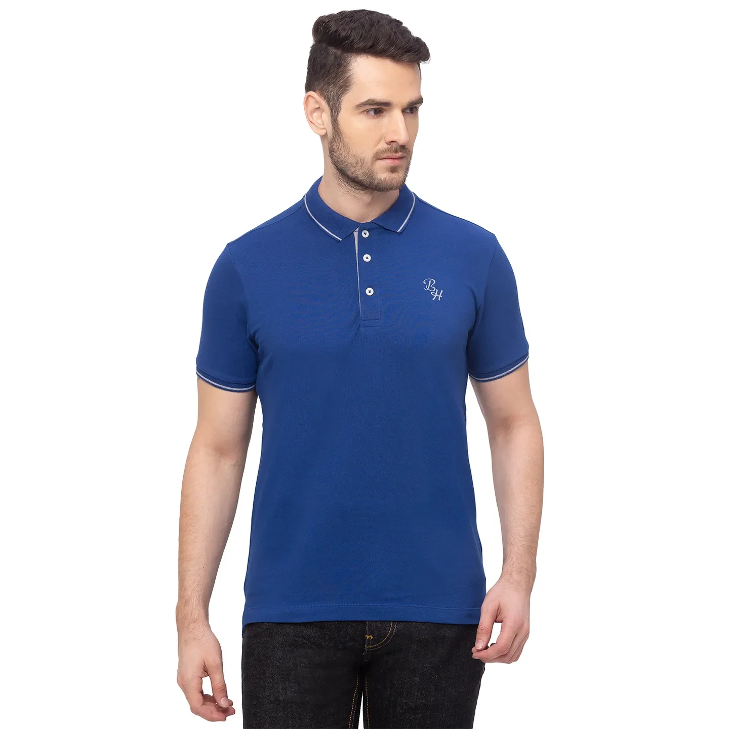 Blue Regular Fit Men's Polo T-Shirt by Being Human Clothing