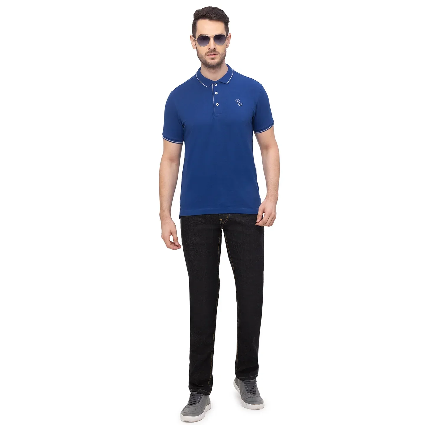Blue Regular Fit Men's Polo T-Shirt by Being Human Clothing - Image 6