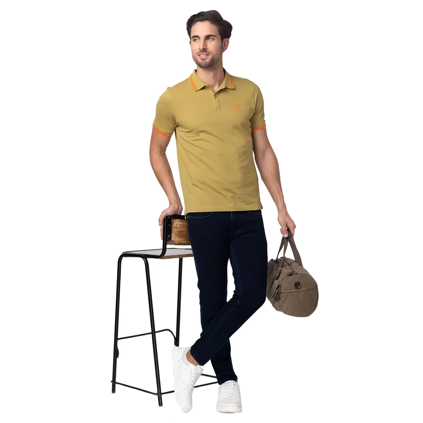 Brown Regular Fit Men's Polo T-Shirt by Being Human Clothing - Image 4