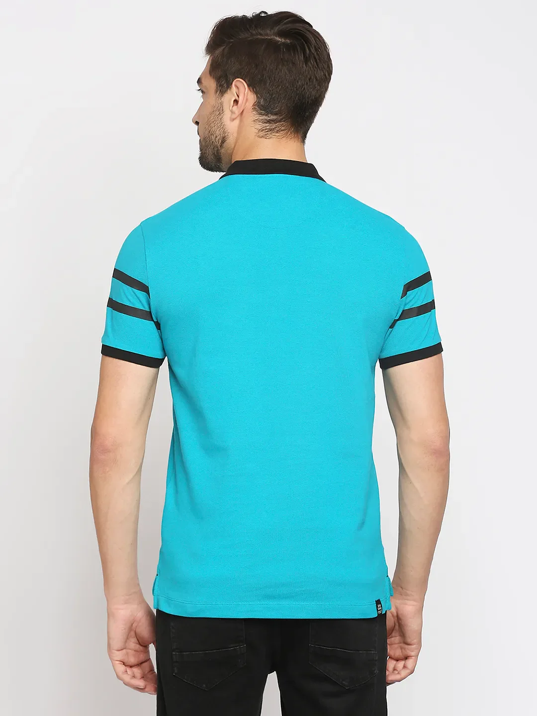 Lake Blue Regular Fit Men's Polo T-Shirt by Being Human Clothing - Image 6