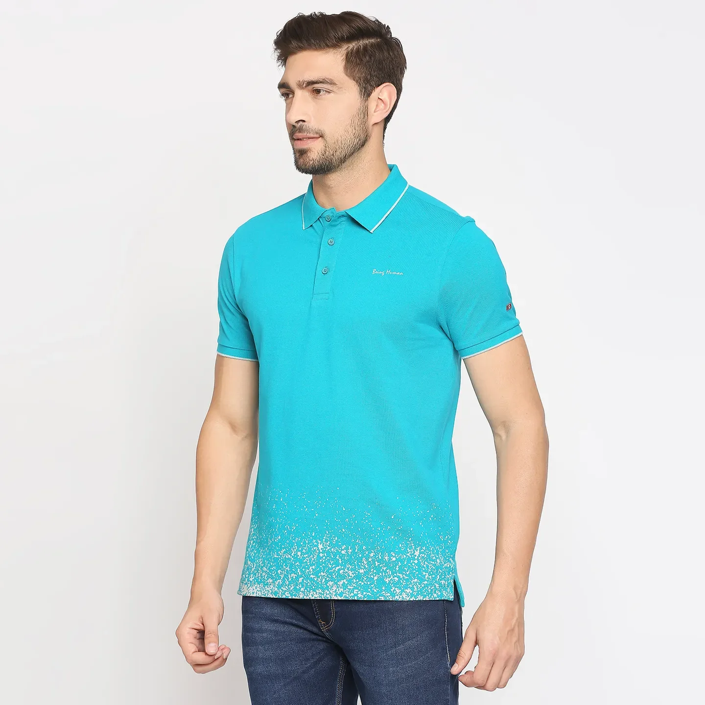 Blue Regular Fit Men's Polo T-Shirt by Being Human Clothing - Image 2