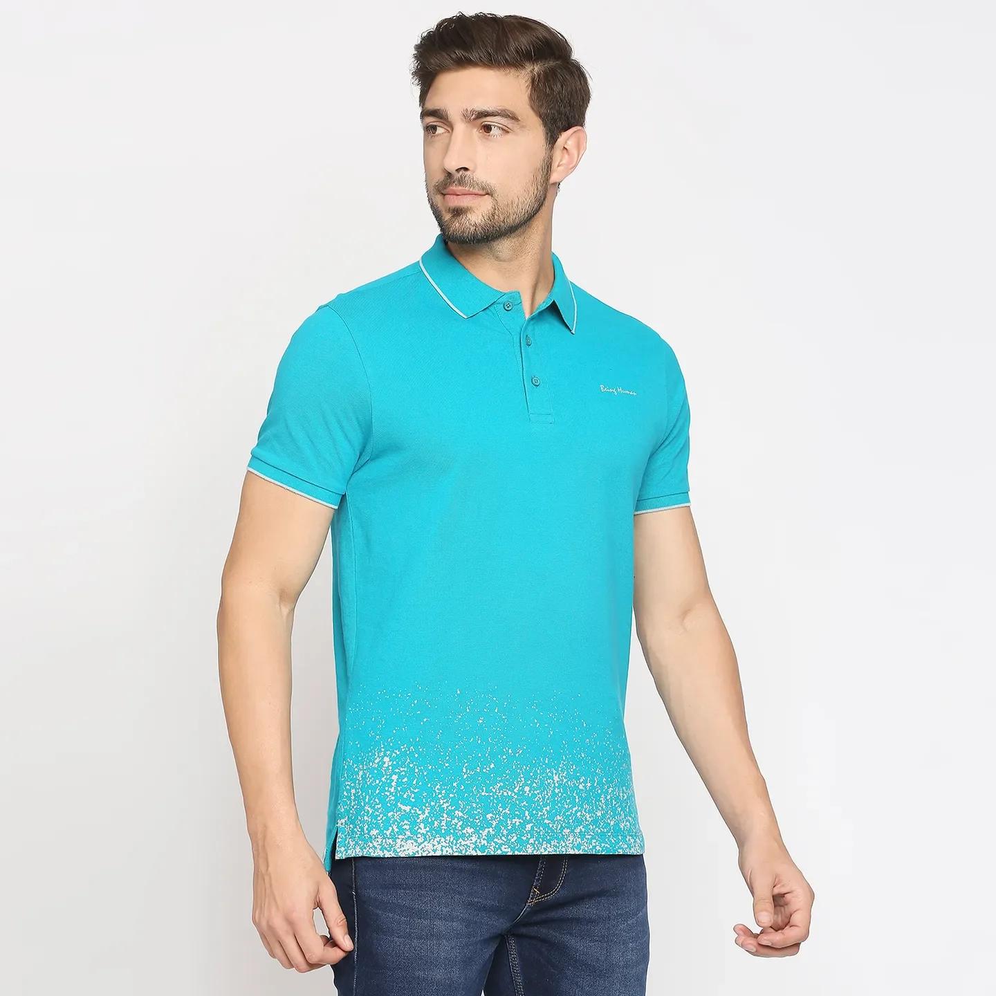 Blue Regular Fit Men's Polo T-Shirt by Being Human Clothing - Image 3