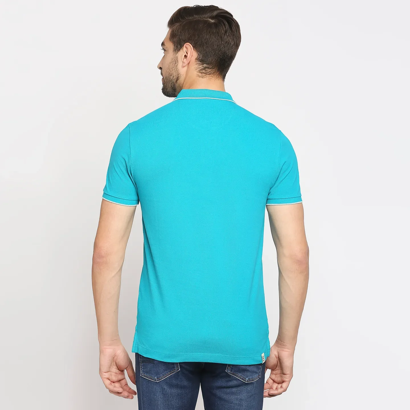 Blue Regular Fit Men's Polo T-Shirt by Being Human Clothing - Image 4