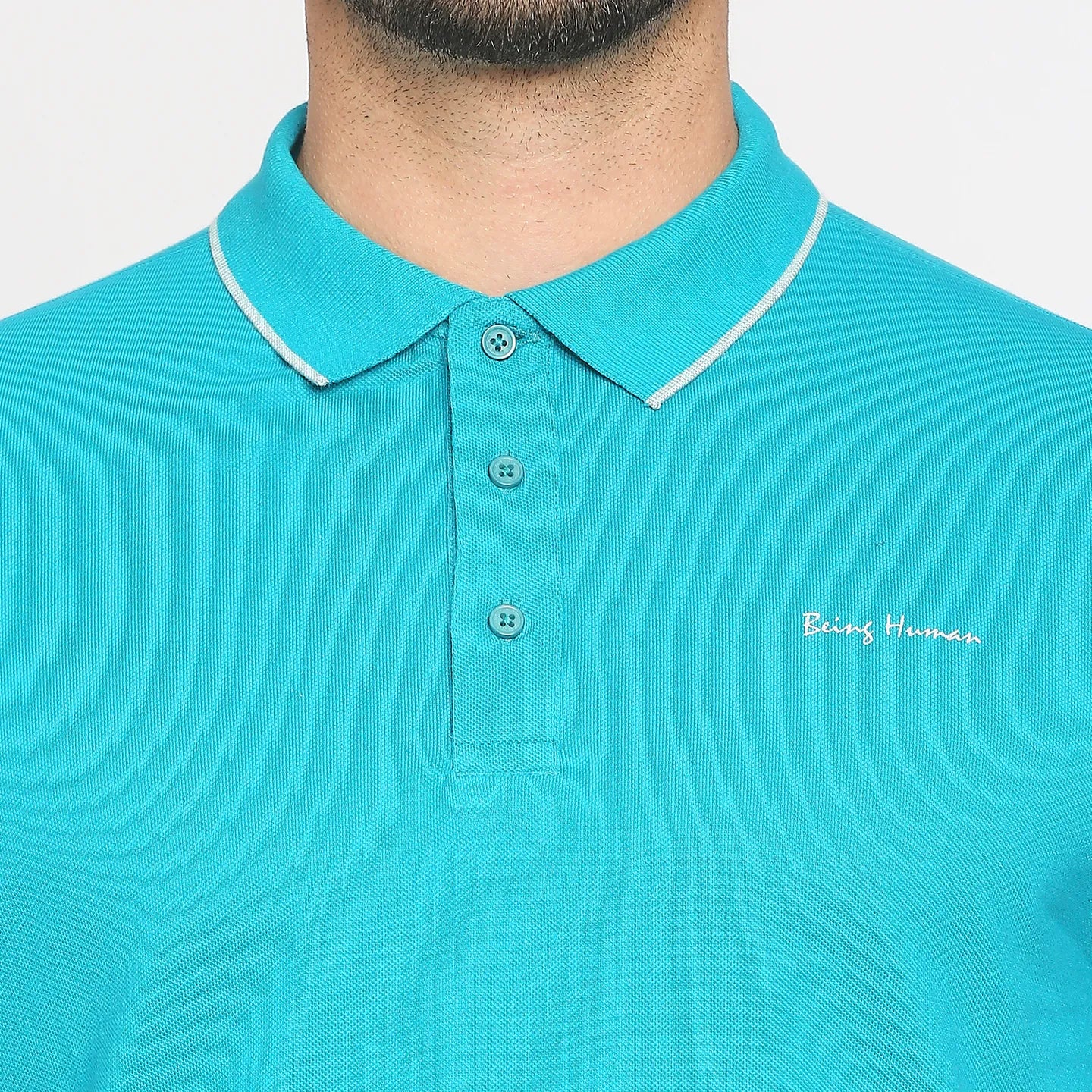 Blue Regular Fit Men's Polo T-Shirt by Being Human Clothing - Image 5