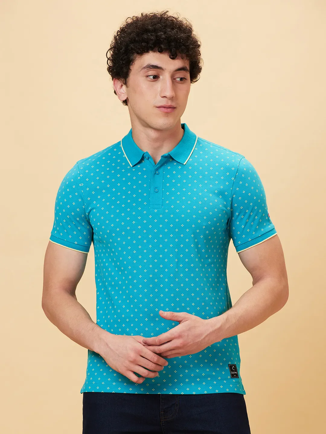 Lake Blue Regular Fit Men's Polo T-Shirt by Being Human Clothing - Image 6