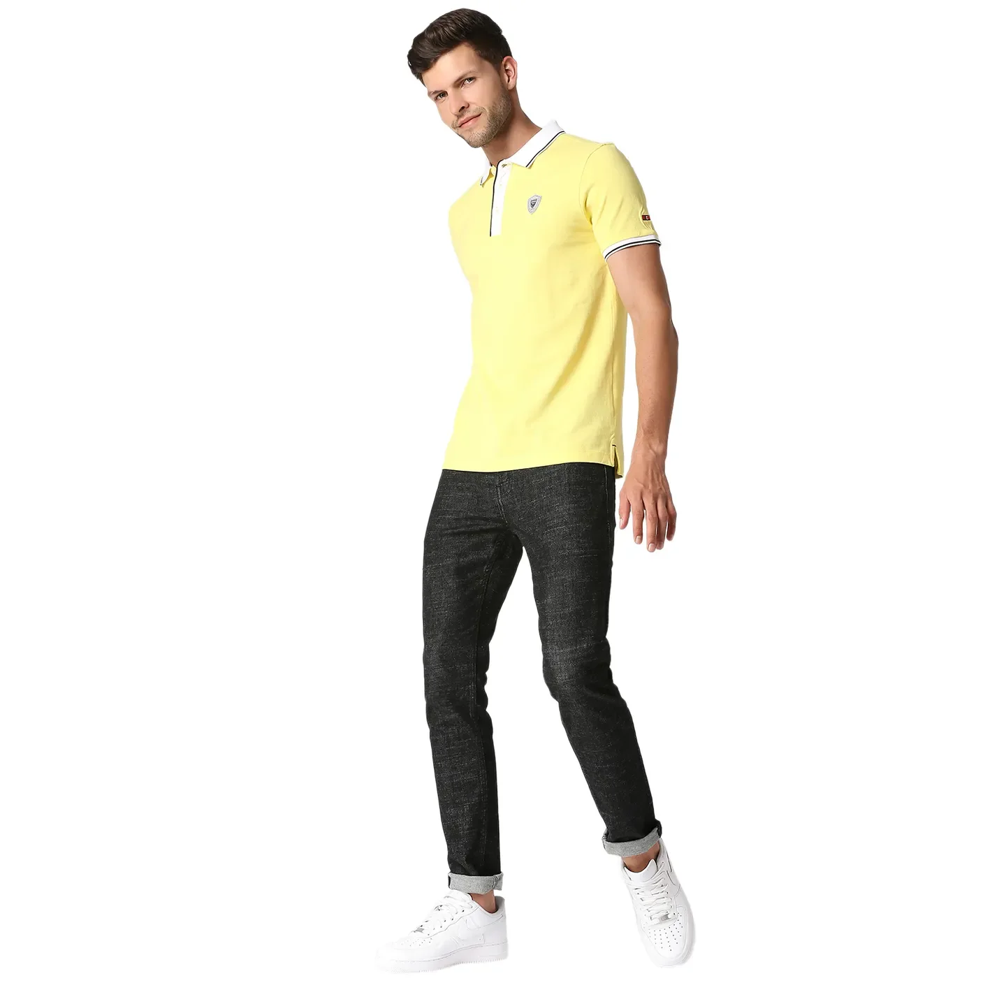 Yellow Regular Fit Men's Polo T-Shirt by Being Human Clothing - Image 6