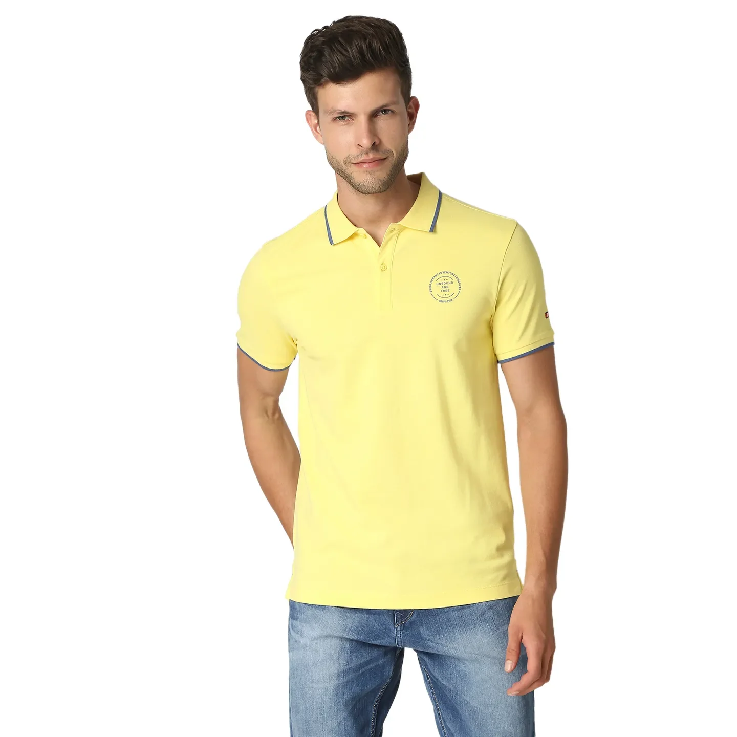 Yellow Regular Fit Men's Polo T-Shirt by Being Human Clothing
