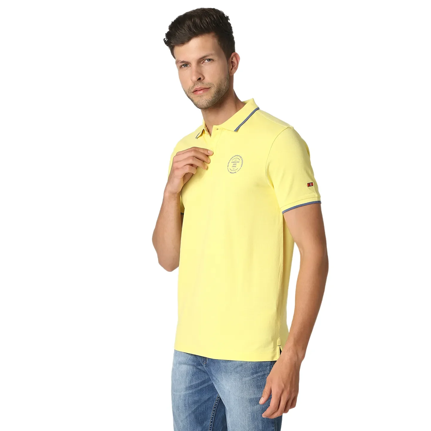 Yellow Regular Fit Men's Polo T-Shirt by Being Human Clothing - Image 2