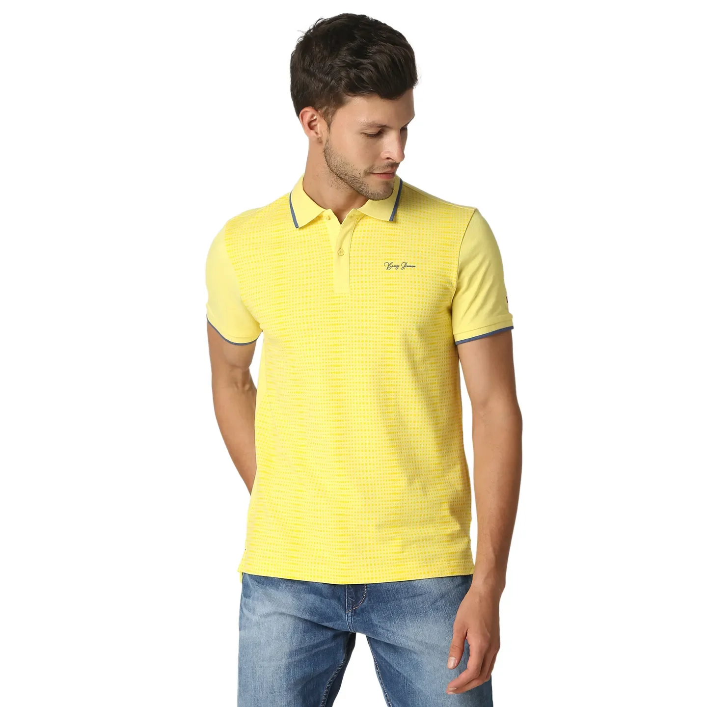 Yellow Regular Fit Men's Polo T-Shirt by Being Human Clothing