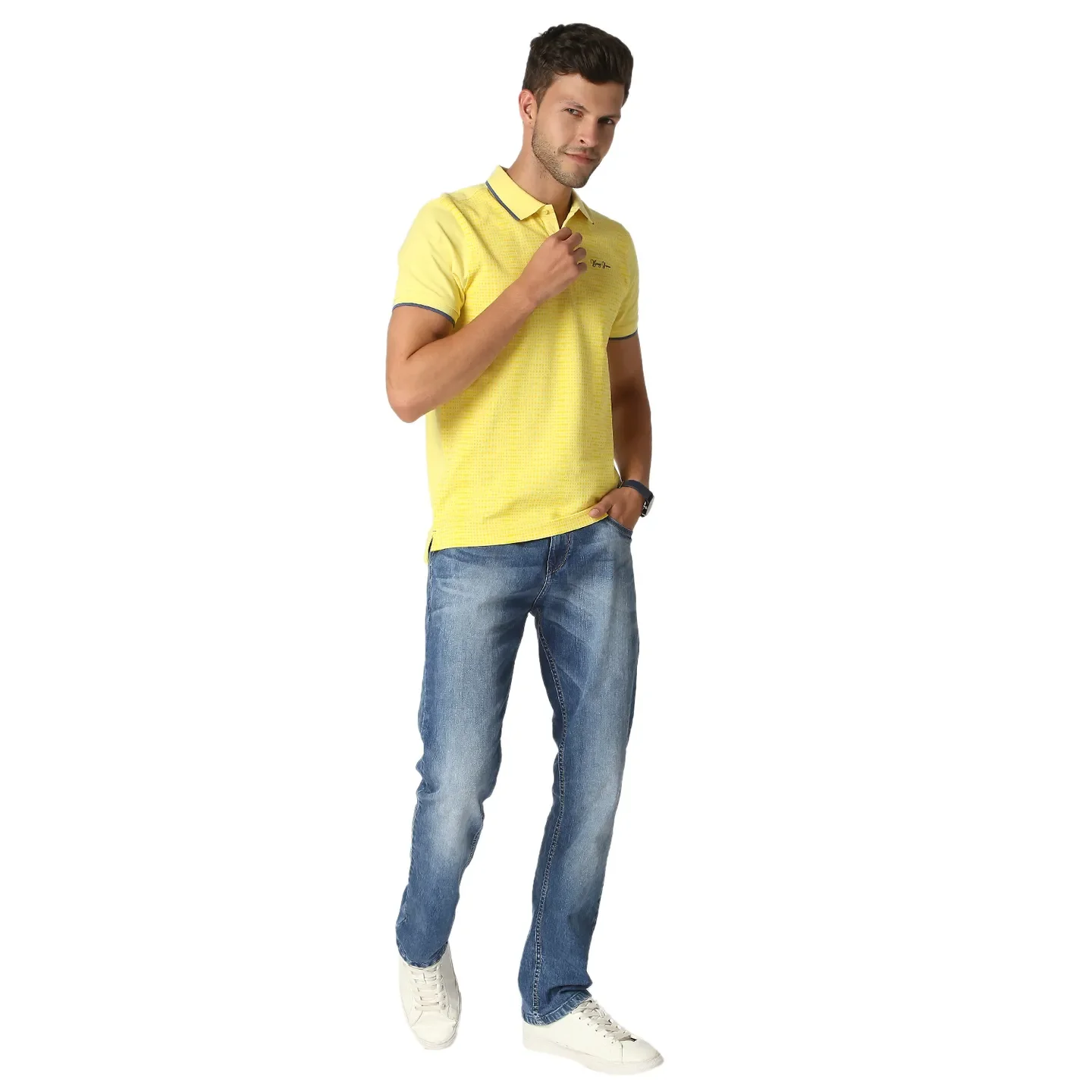 Yellow Regular Fit Men's Polo T-Shirt by Being Human Clothing - Image 6