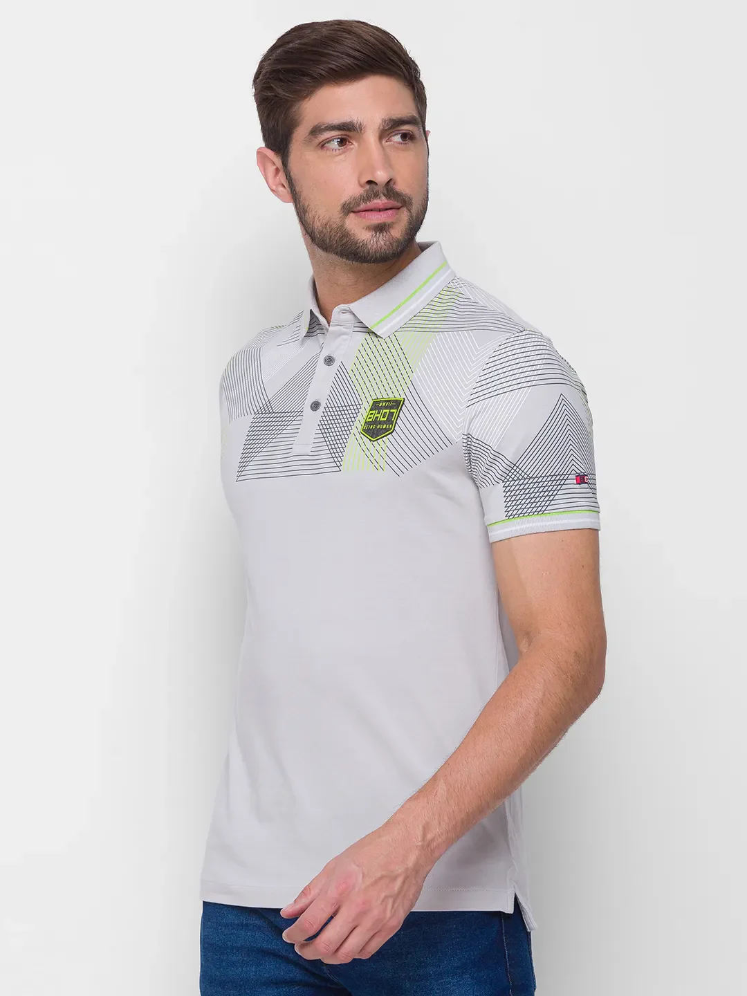 Grey Regular Fit Men's Polo T-Shirt by Being Human Clothing - Image 4