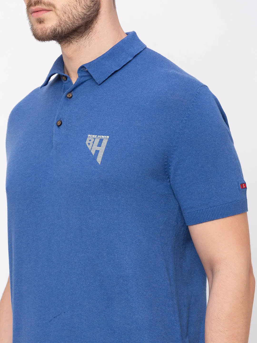 Blue Regular Fit Men's Polo T-Shirt by Being Human Clothing - Image 4