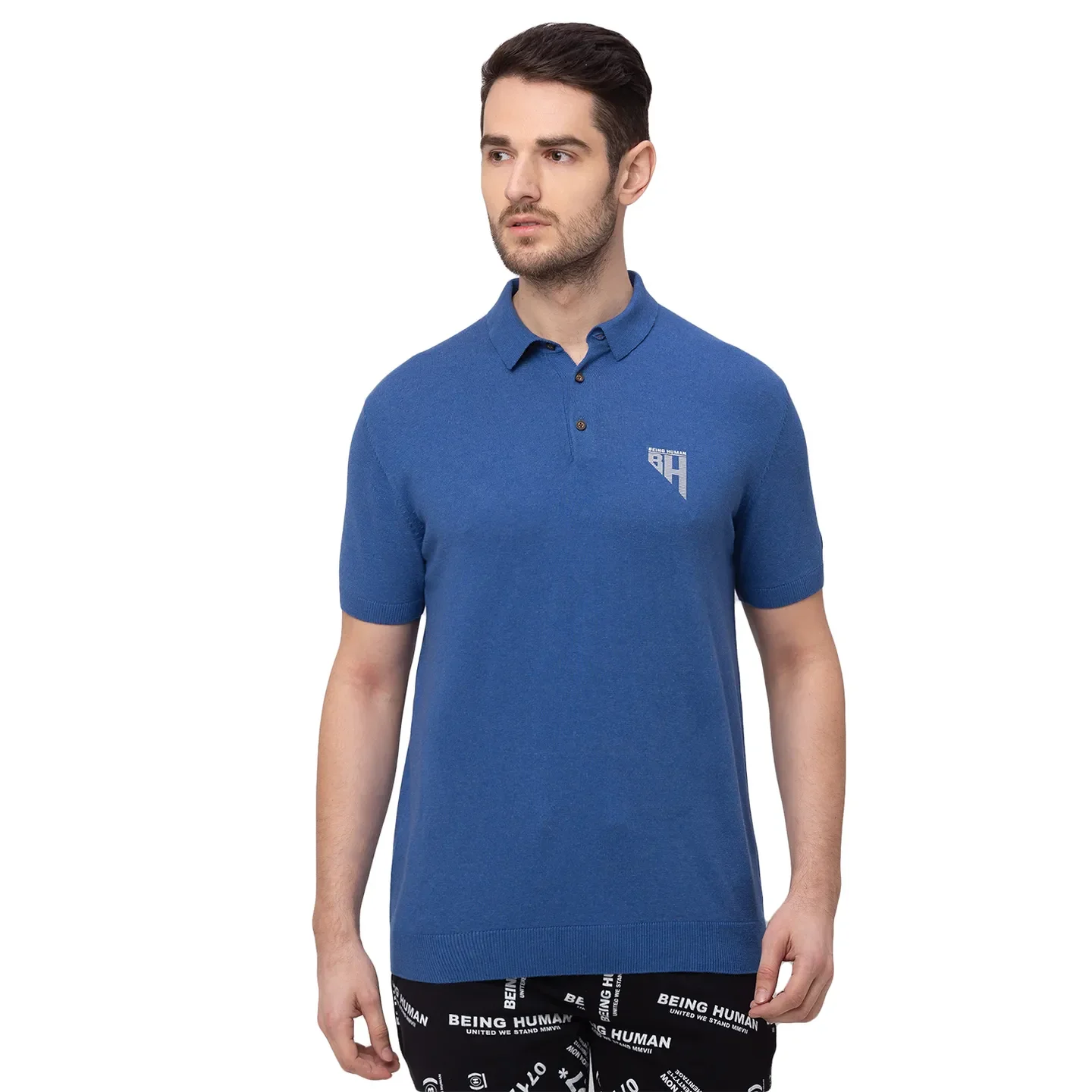 Blue Regular Fit Men's Polo T-Shirt by Being Human Clothing - Image 7