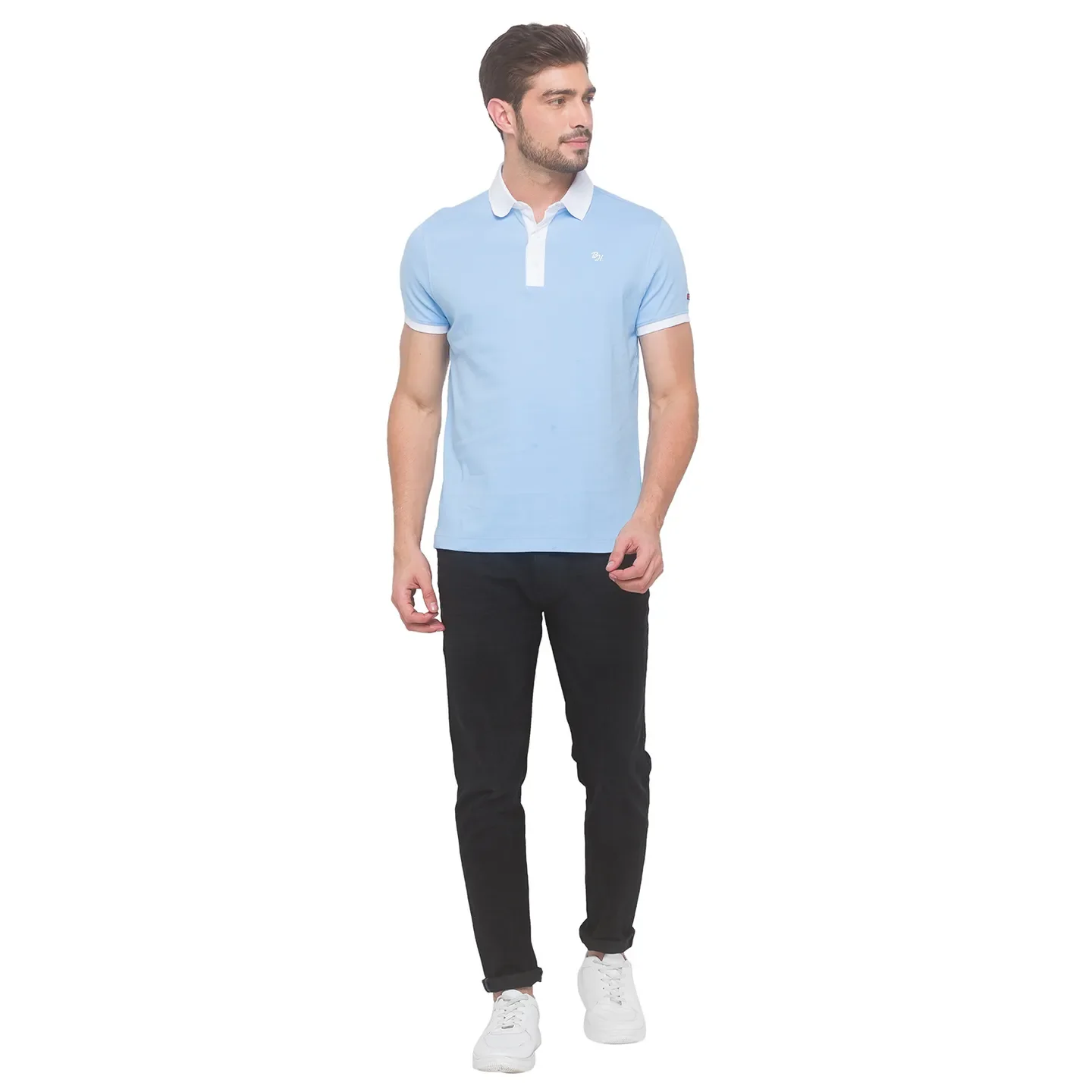Blue Regular Fit Men's Polo T-Shirt by Being Human Clothing - Image 5