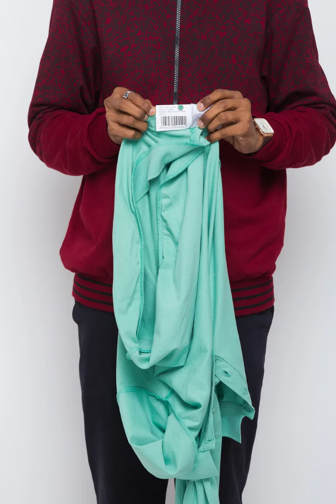 Green Regular Fit Men's Long Sleeves Polo T-Shirt by Being Human Clothing - Image 6