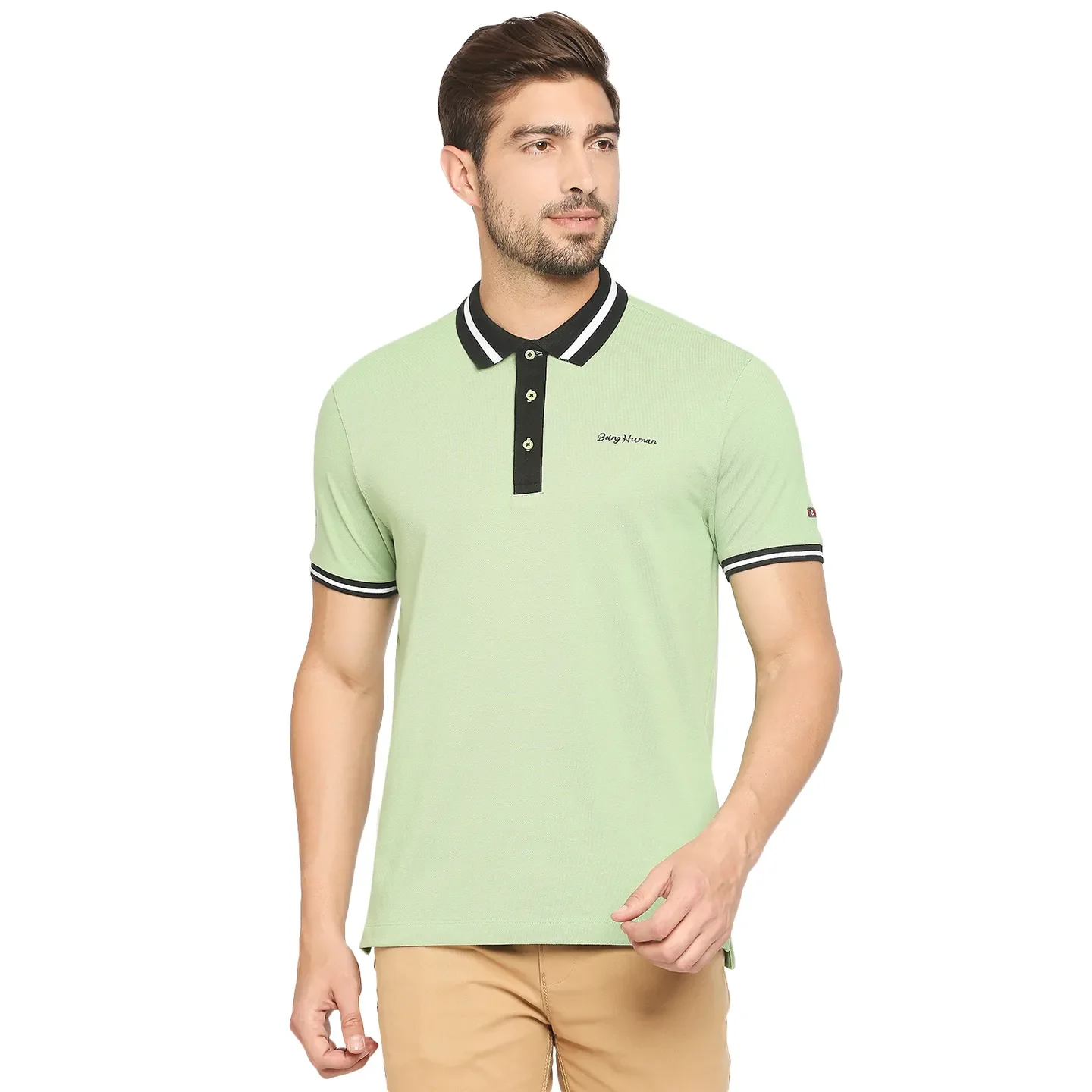 Green Regular Fit Men's Polo T-Shirt by Being Human Clothing