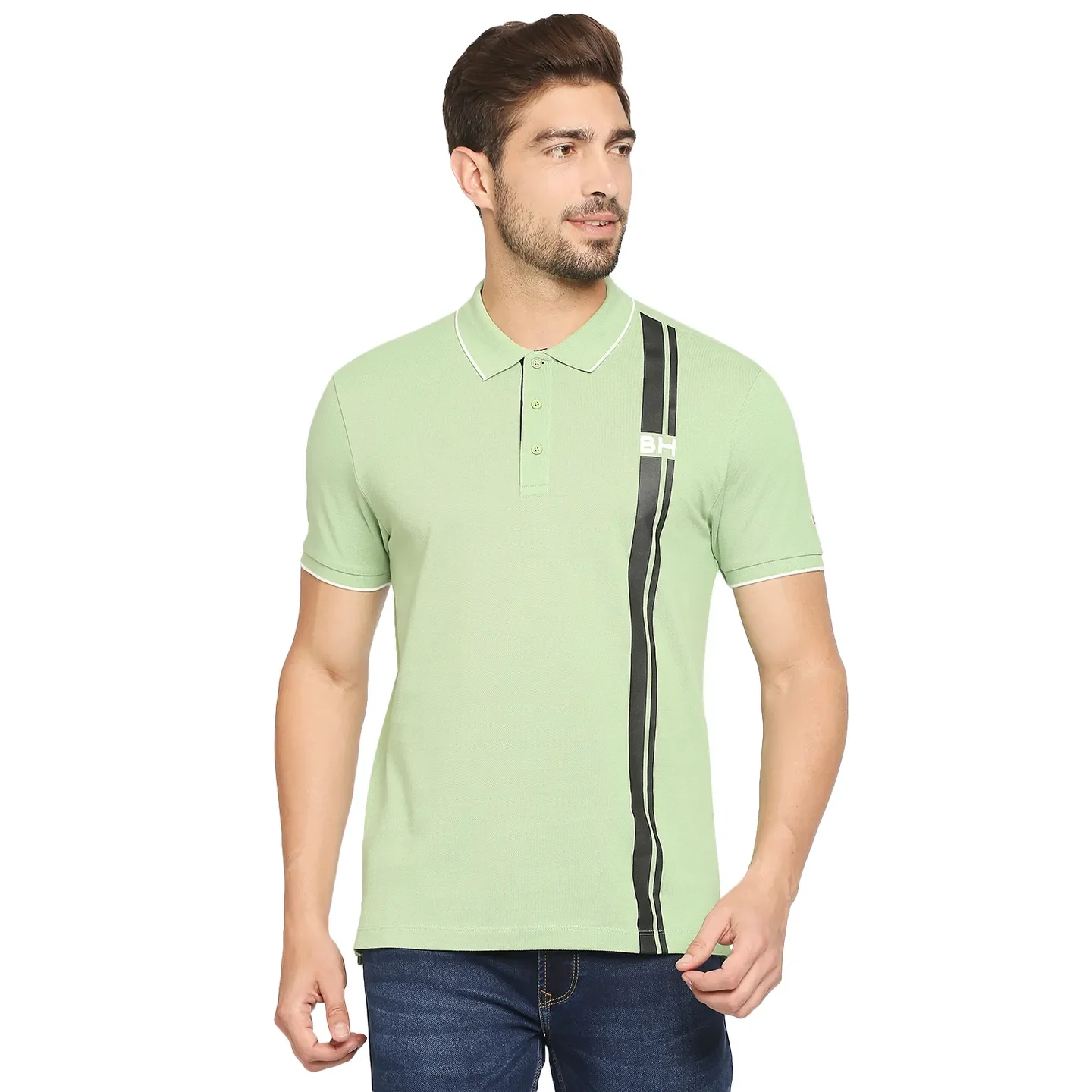 Green Regular Fit Men's Polo T-Shirt by Being Human Clothing