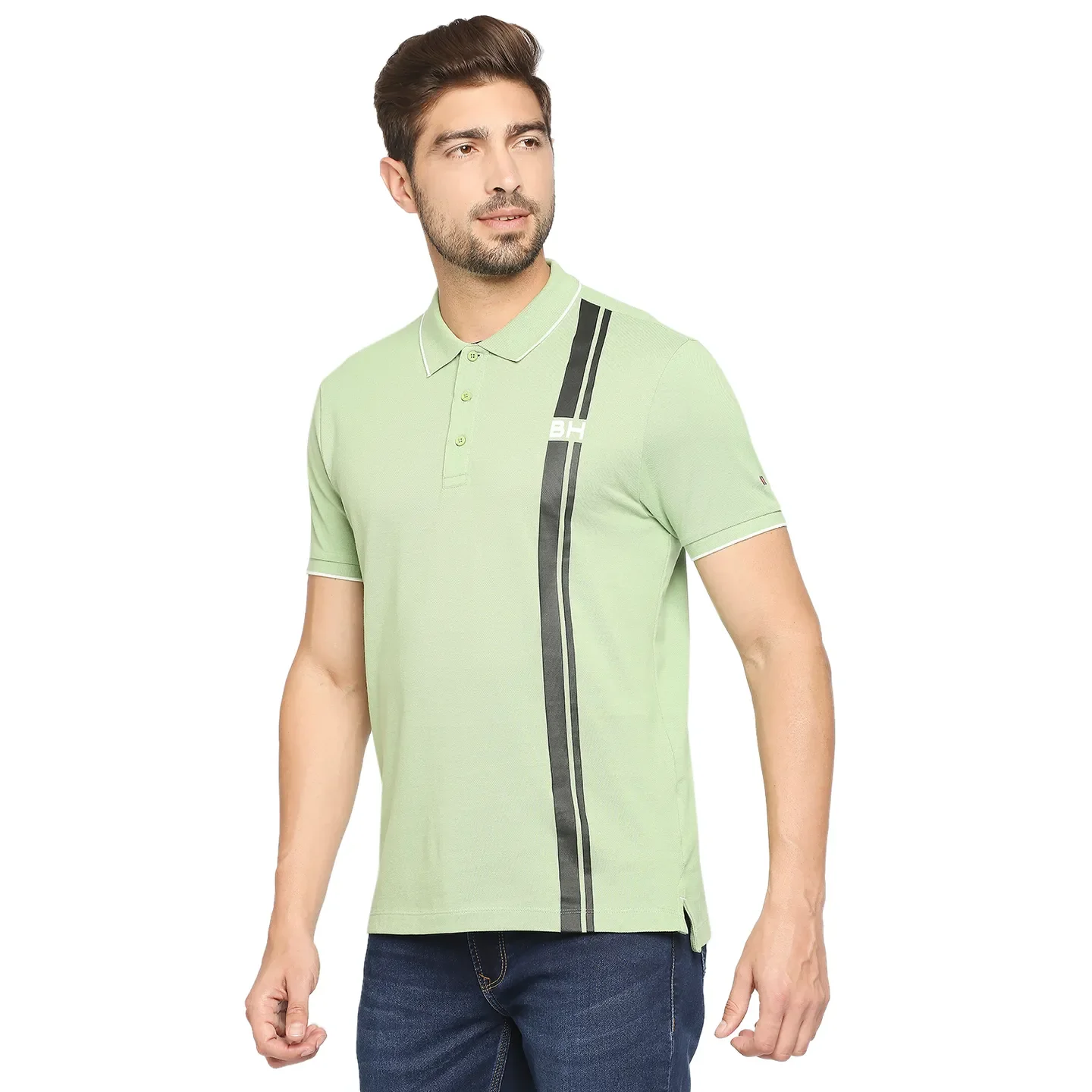 Green Regular Fit Men's Polo T-Shirt by Being Human Clothing - Image 5