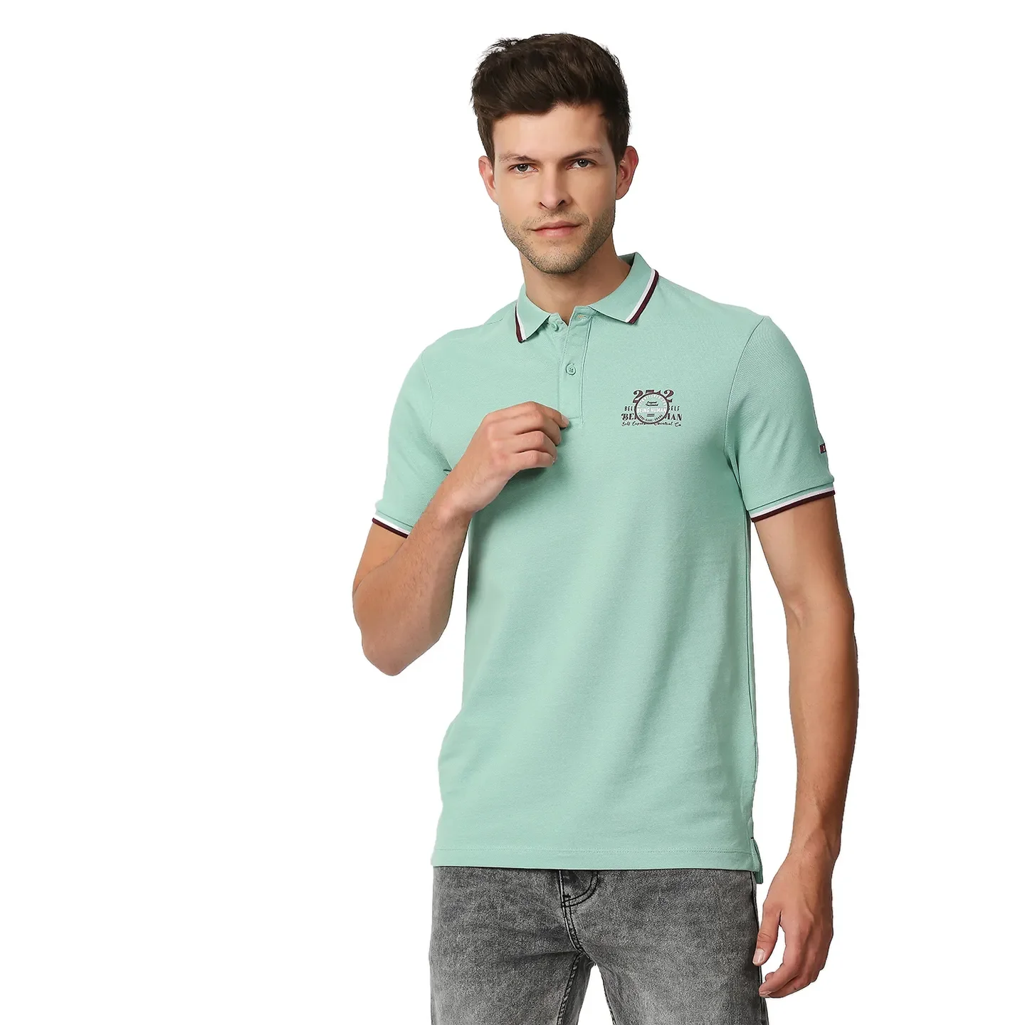 Green Regular Fit Men's Polo T-Shirt by Being Human Clothing
