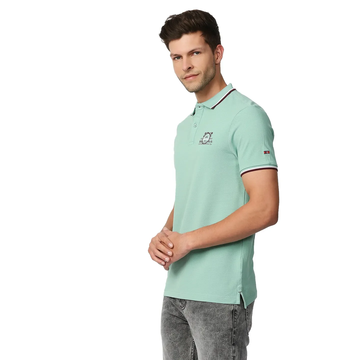 Green Regular Fit Men's Polo T-Shirt by Being Human Clothing - Image 2