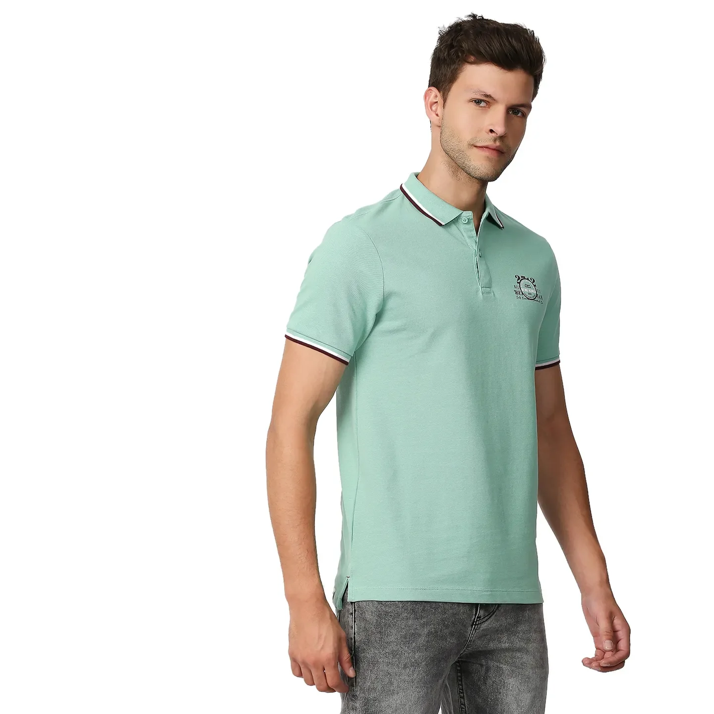 Green Regular Fit Men's Polo T-Shirt by Being Human Clothing - Image 3