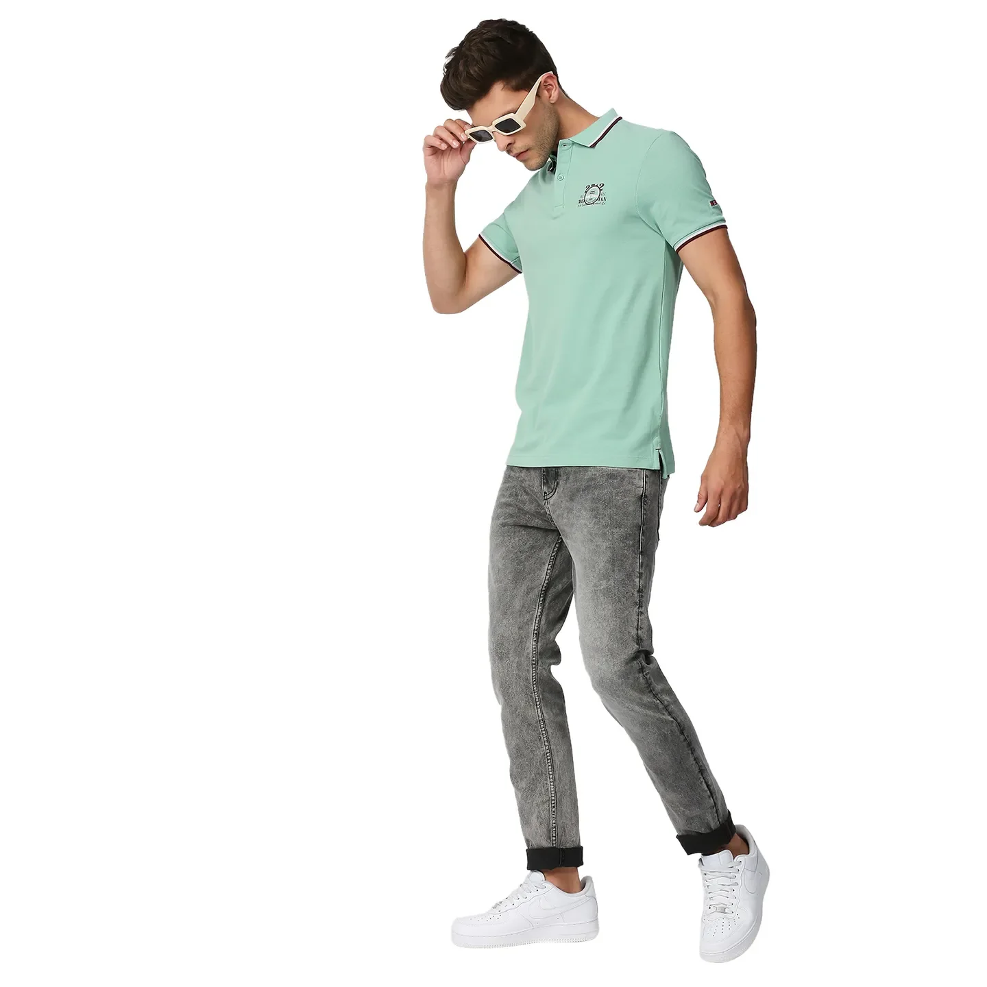 Green Regular Fit Men's Polo T-Shirt by Being Human Clothing - Image 6