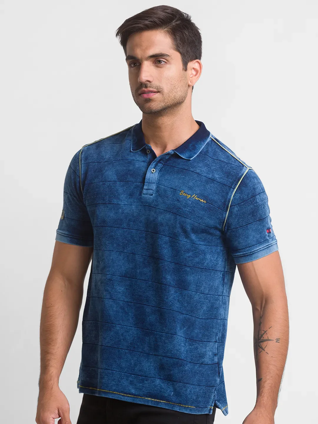 Blue Regular Fit Men's Polo T-Shirt by Being Human Clothing - Image 2