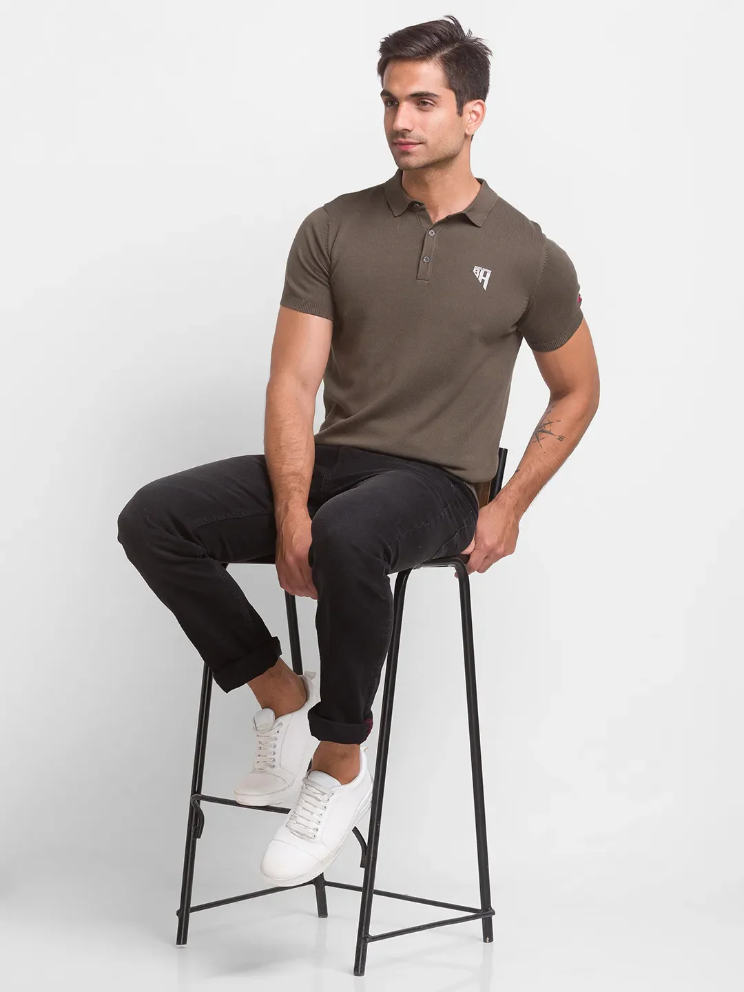 Green Regular Fit Men's Polo T-Shirt by Being Human Clothing - Image 5