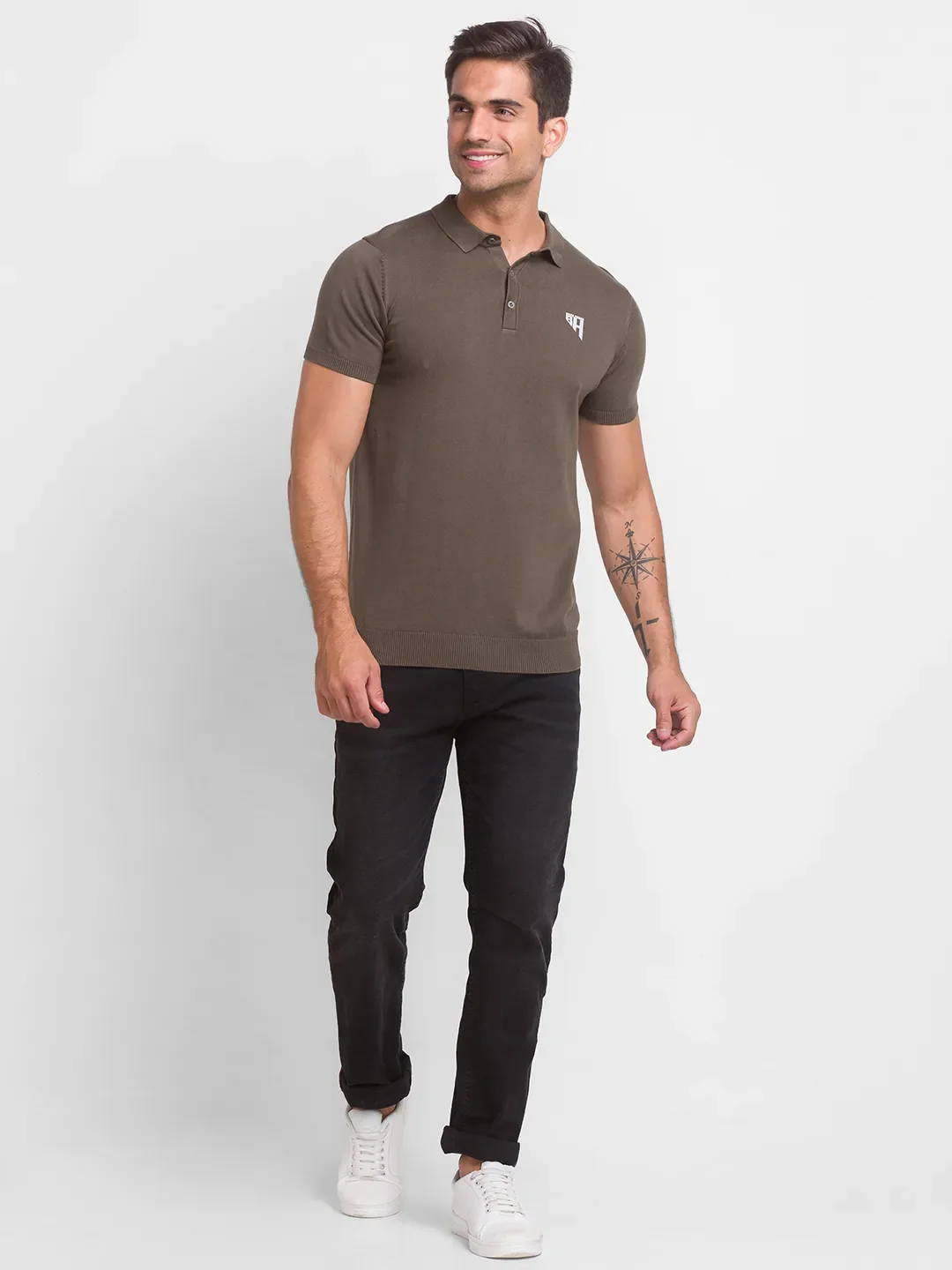 Green Regular Fit Men's Polo T-Shirt by Being Human Clothing - Image 6
