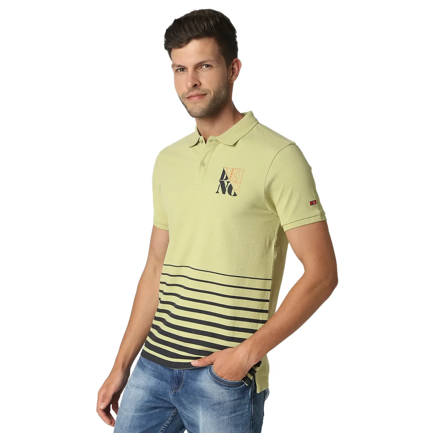 Green Regular Fit Men's Polo T-Shirt by Being Human Clothing - Image 2