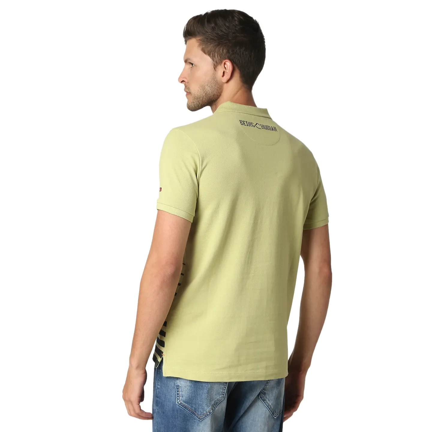 Green Regular Fit Men's Polo T-Shirt by Being Human Clothing - Image 4