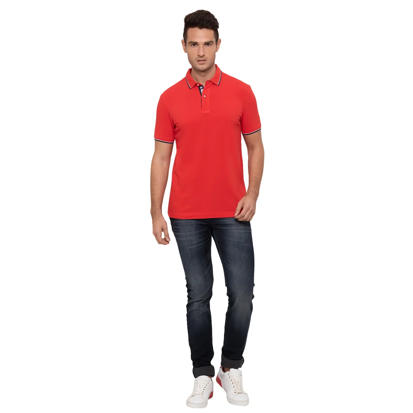 Red Regular Fit Men's Polo T-shirt by Being Human Clothing - Image 2