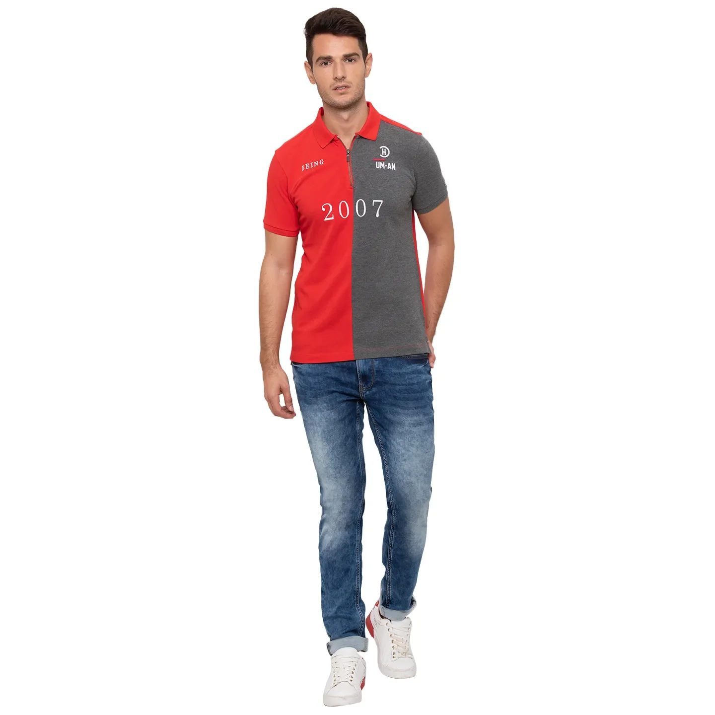 Red Regular Fit Men's Polo T-Shirt by Being Human Clothing - Image 2