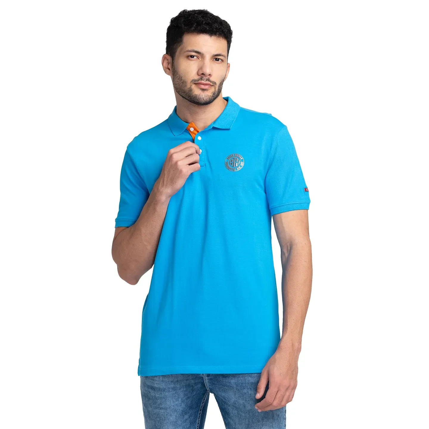 Blue Regular Fit Men's Polo T-shirt by Being Human Clothing