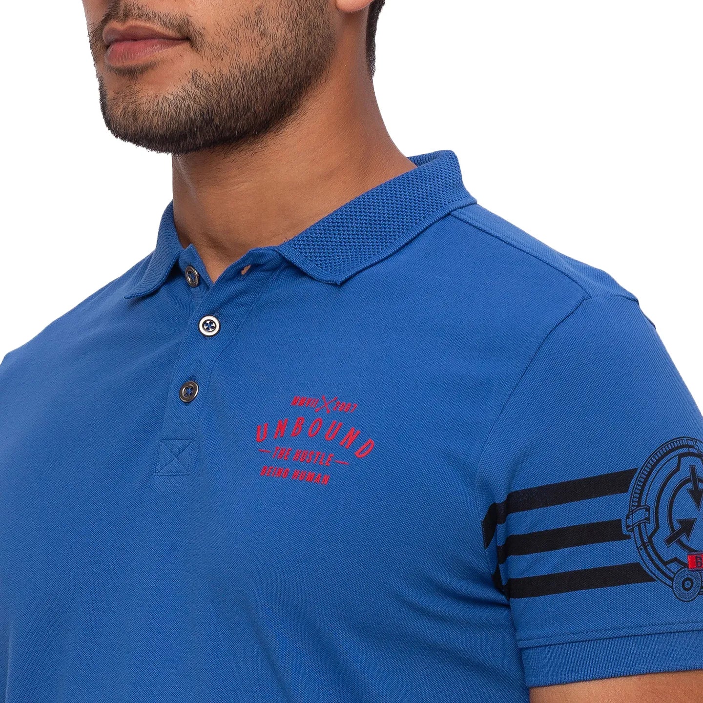 Blue Regular Fit Men's Polo T-shirt by Being Human Clothing - Image 3