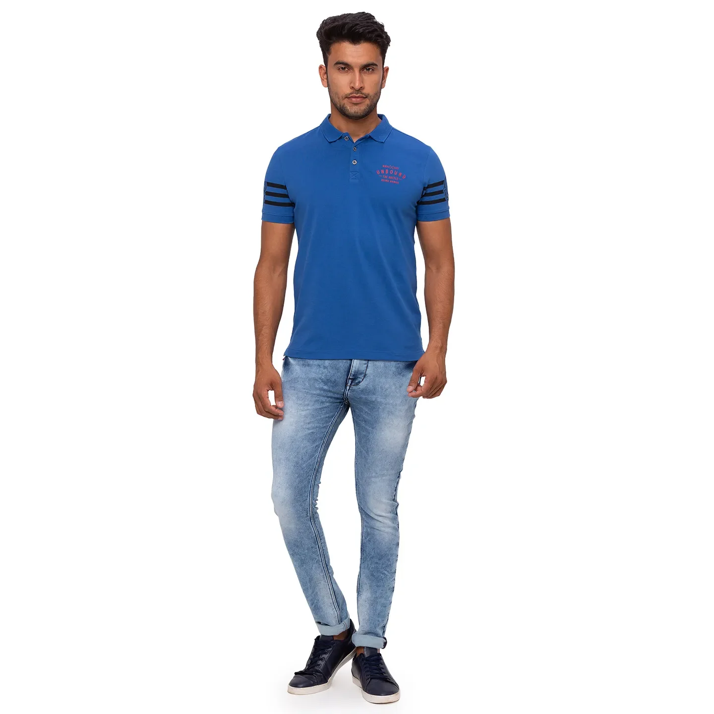 Blue Regular Fit Men's Polo T-shirt by Being Human Clothing - Image 5