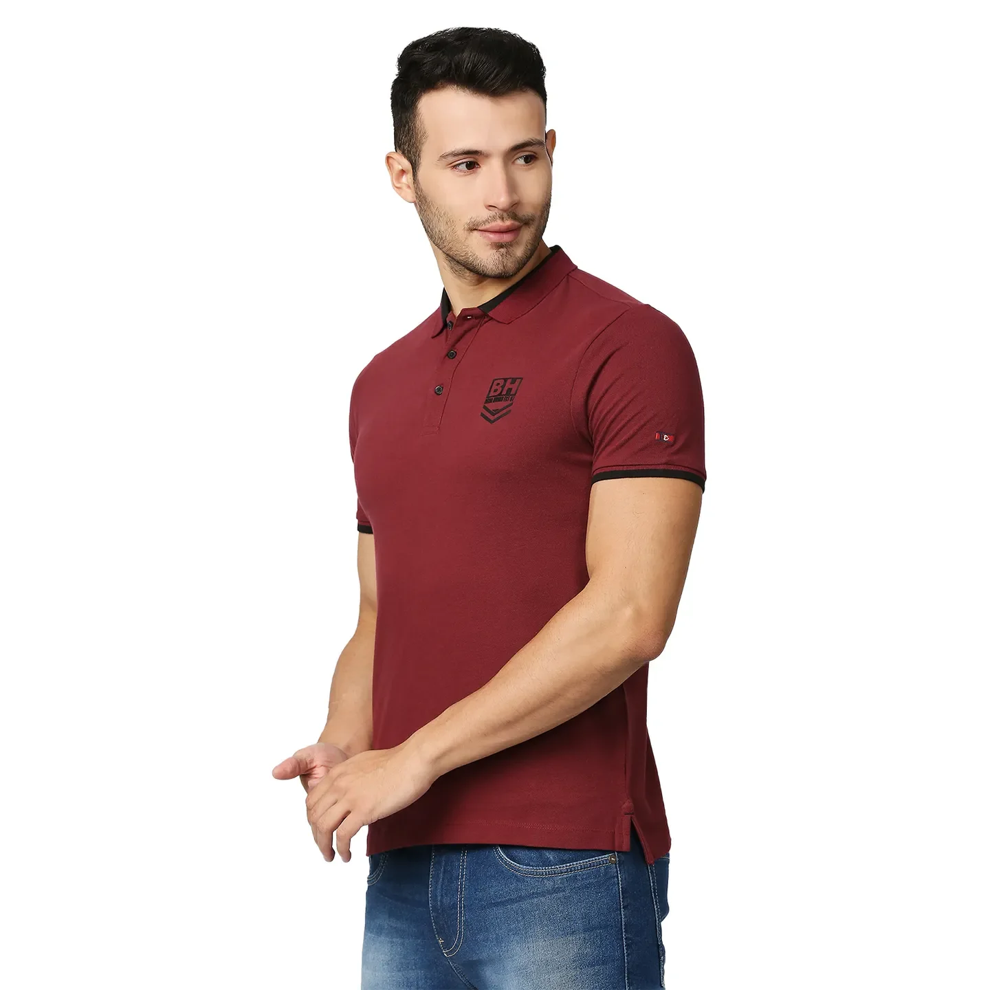Red Regular Fit Men's Polo T-Shirt by Being Human Clothing - Image 2