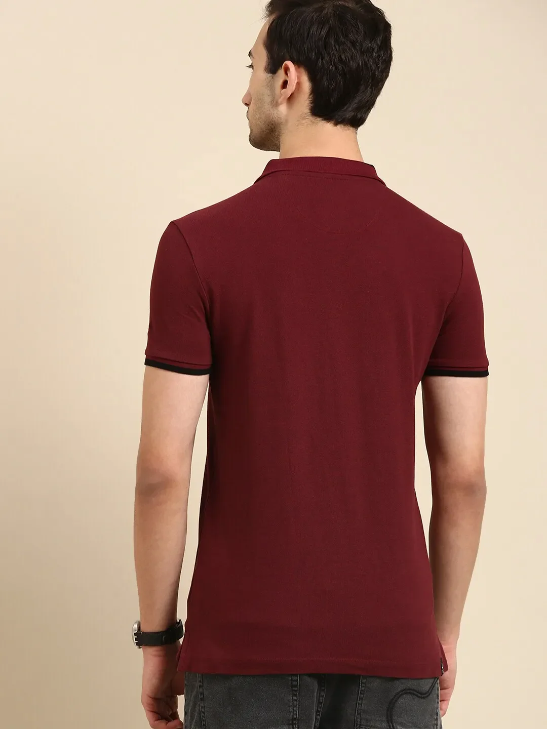 Red Regular Fit Men's Polo T-Shirt by Being Human Clothing - Image 3