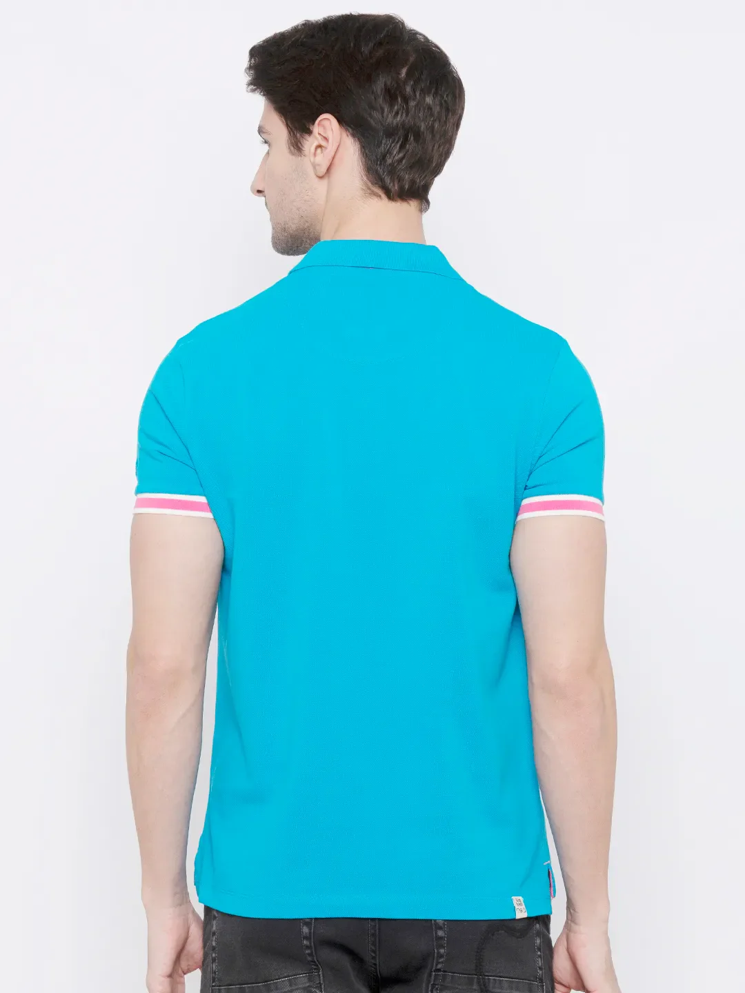 Blue Regular Fit Men's Polo T-Shirt by Being Human Clothing - Image 3