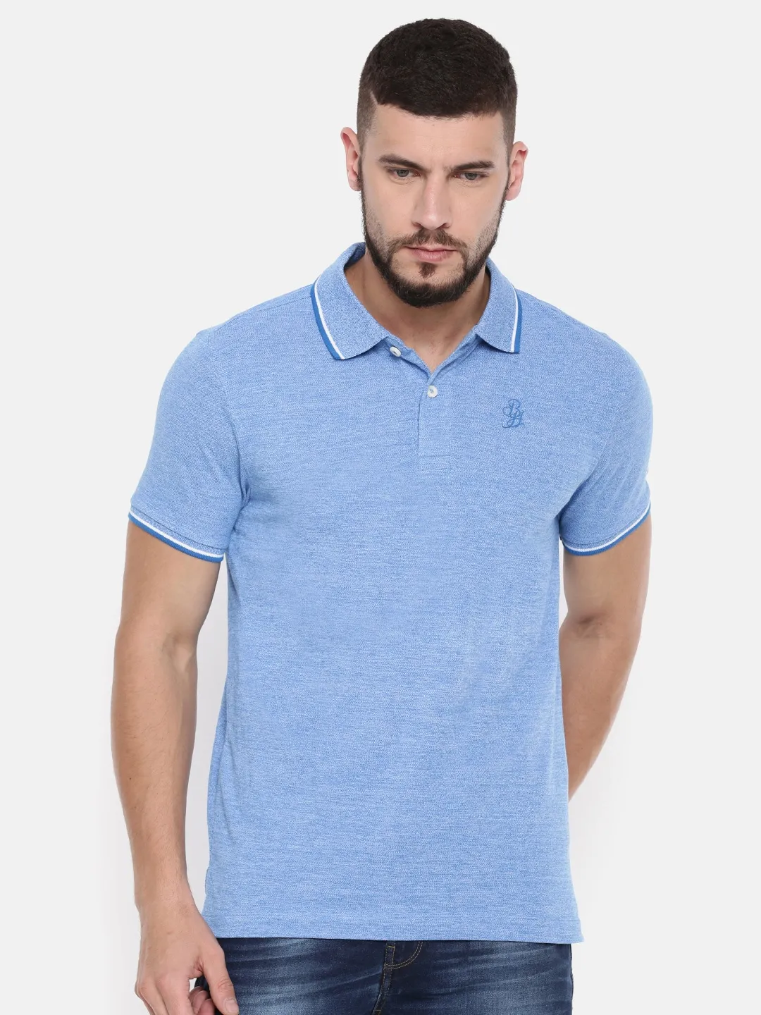 Blue Regular Fit Men's Polo T-Shirt by Being Human Clothing