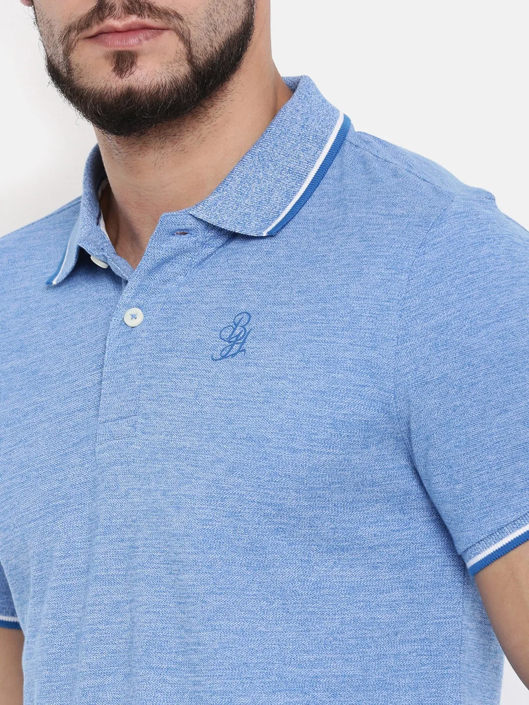 Blue Regular Fit Men's Polo T-Shirt by Being Human Clothing - Image 4