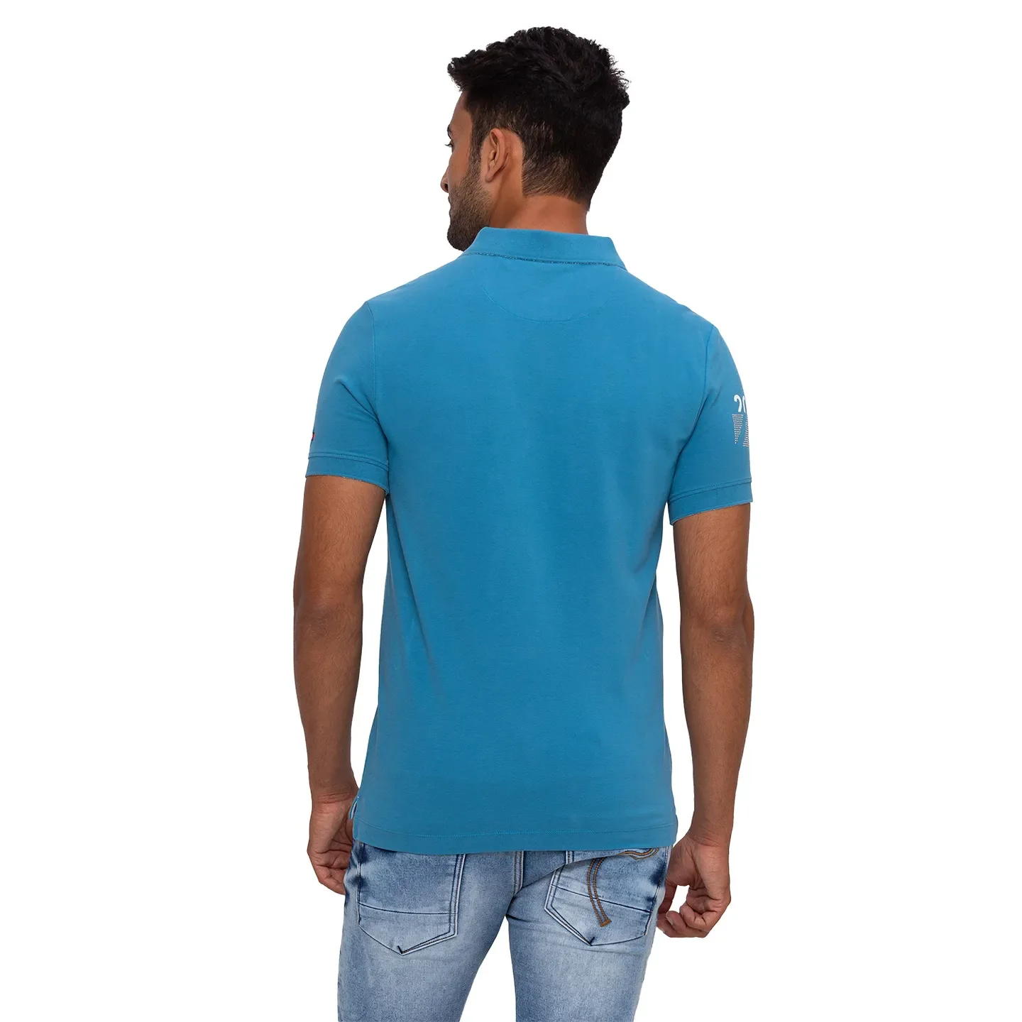 Mid Night Blue Regular Fit Men's Polo T-shirt by Being Human Clothing - Image 3