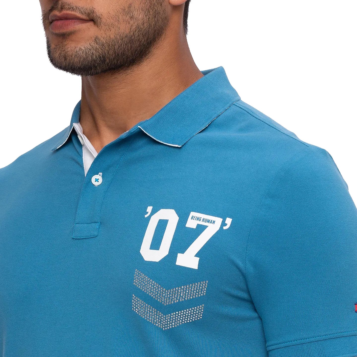 Mid Night Blue Regular Fit Men's Polo T-shirt by Being Human Clothing - Image 5