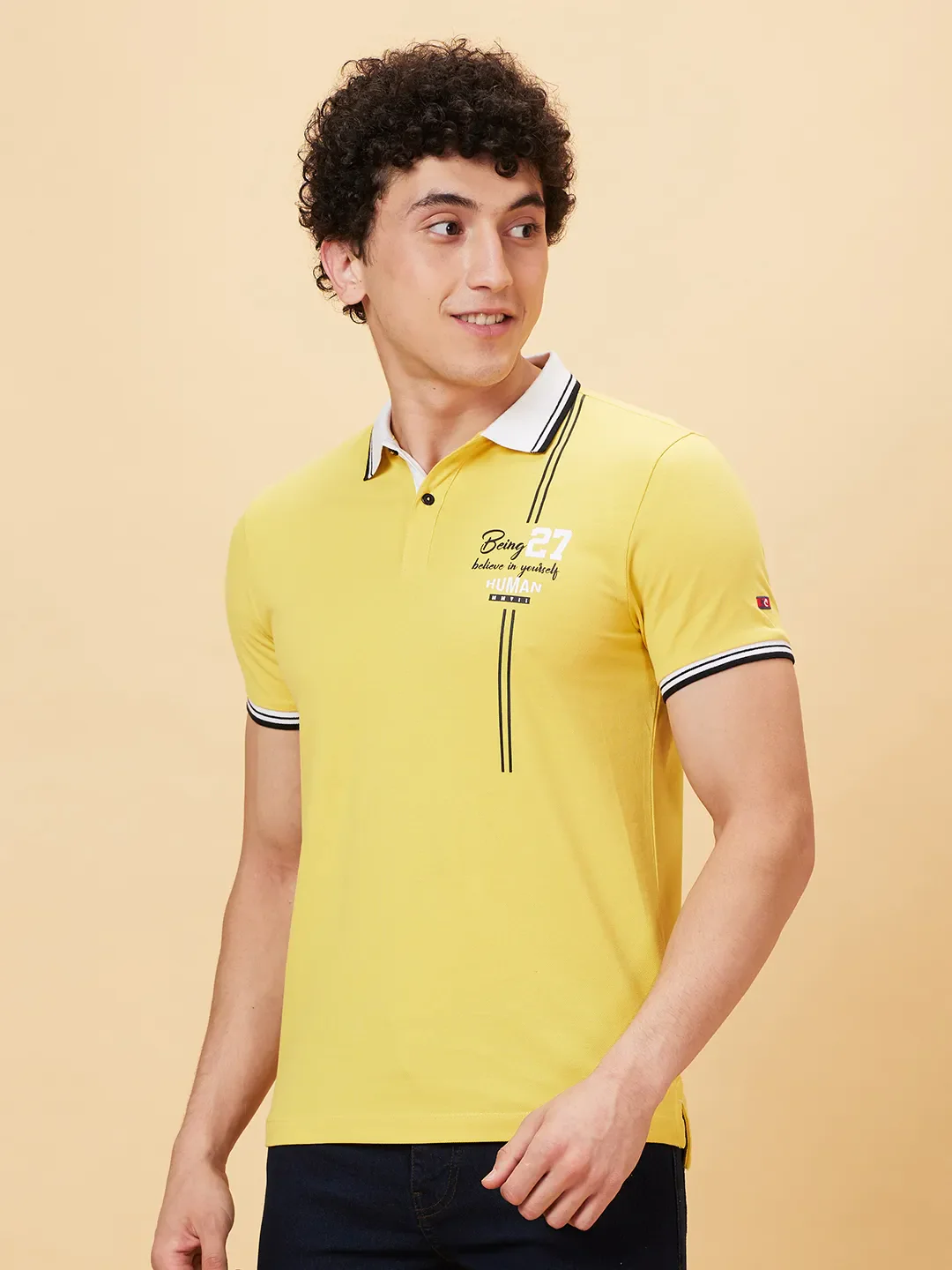 Purple Regular Fit Men's Polo T-Shirt by Being Human Clothing - Image 3