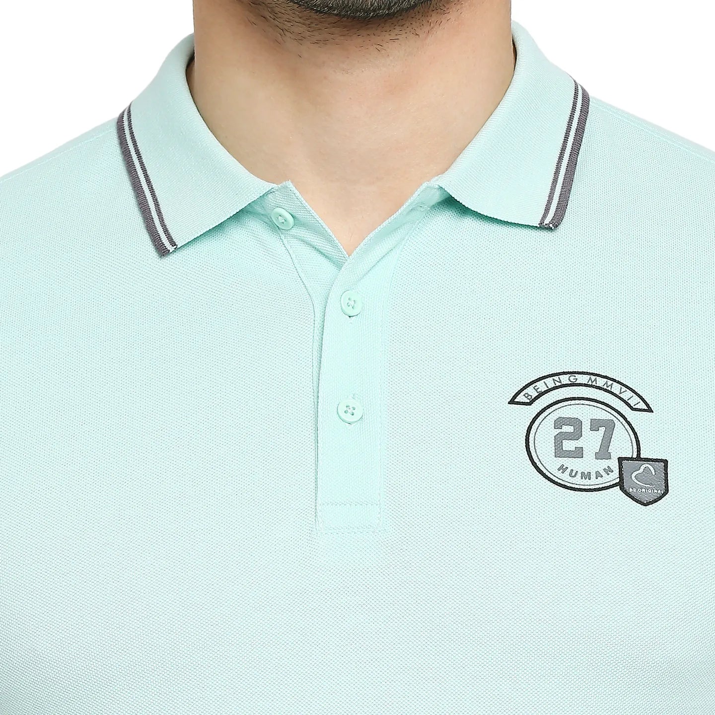 Green Regular Fit Men's Polo T-Shirt by Being Human Clothing - Image 5