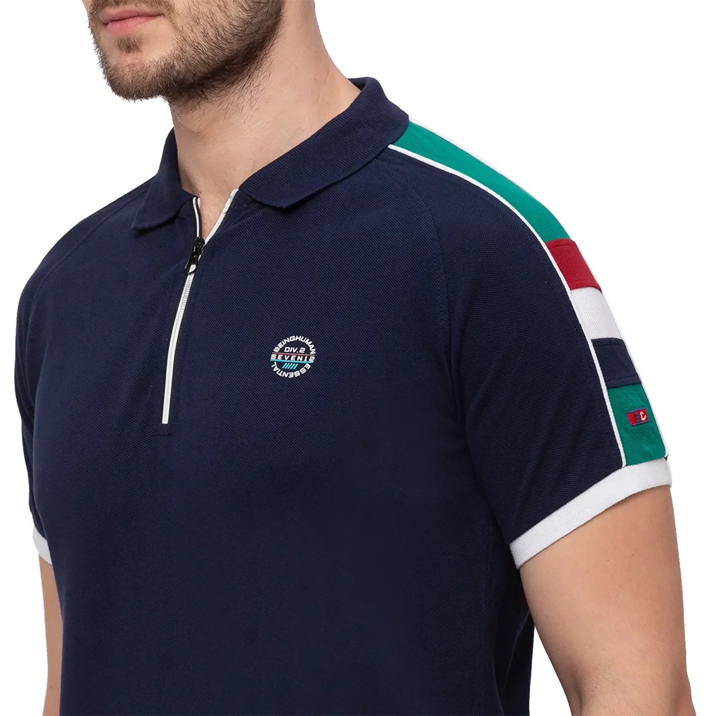 Blue Regular Fit Men's Polo T-Shirt by Being Human Clothing - Image 3