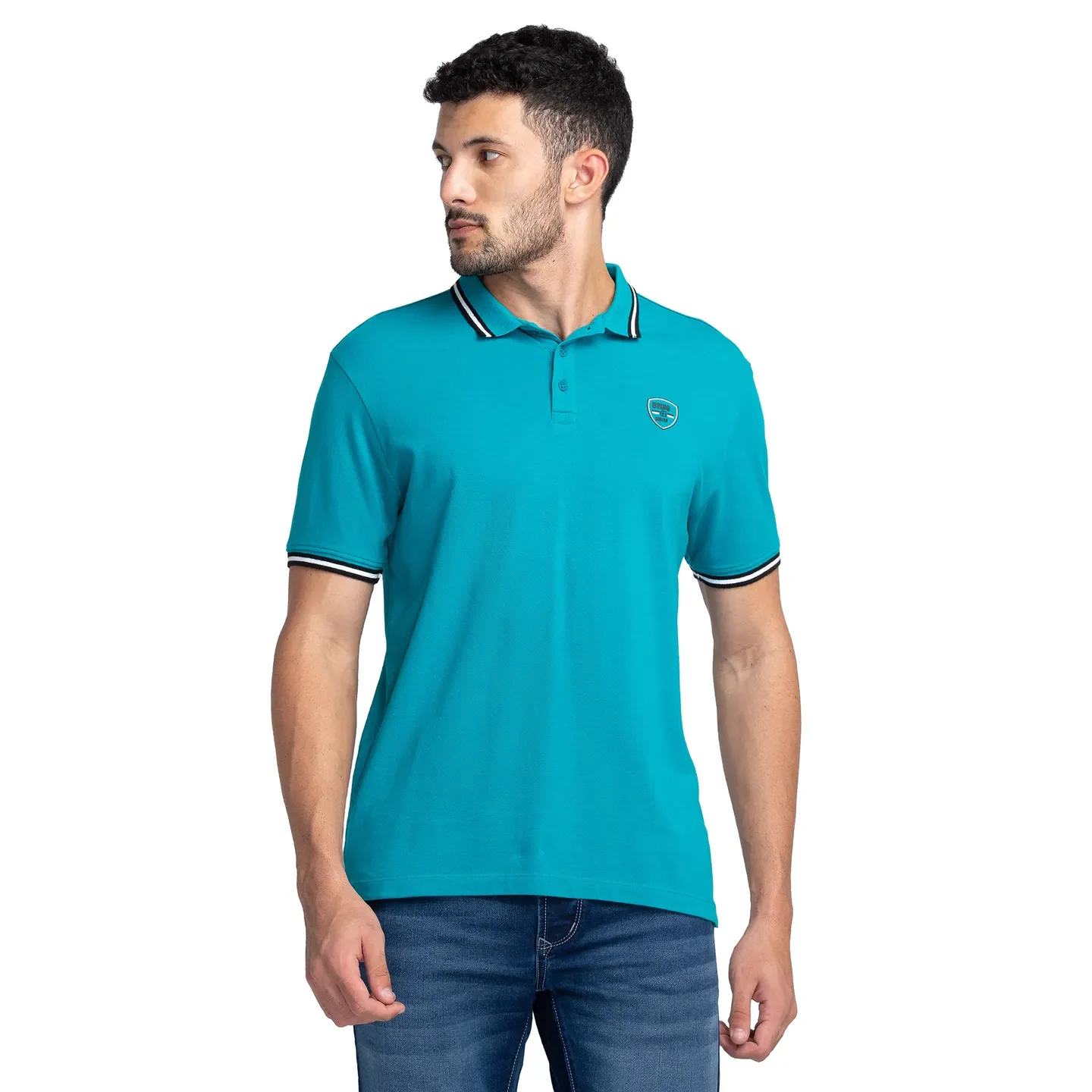 Blue Regular Fit Men's Polo T-Shirt by Being Human Clothing