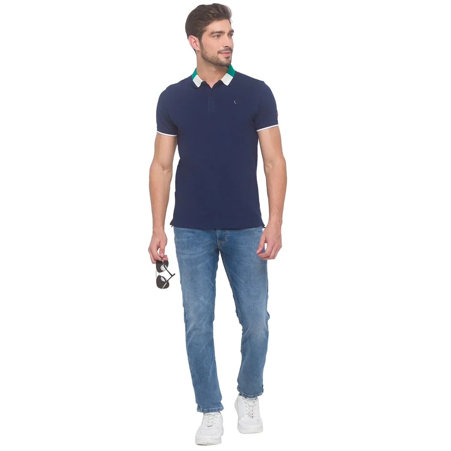 Navy Regular Fit Men's Polo T-shirt by Being Human Clothing