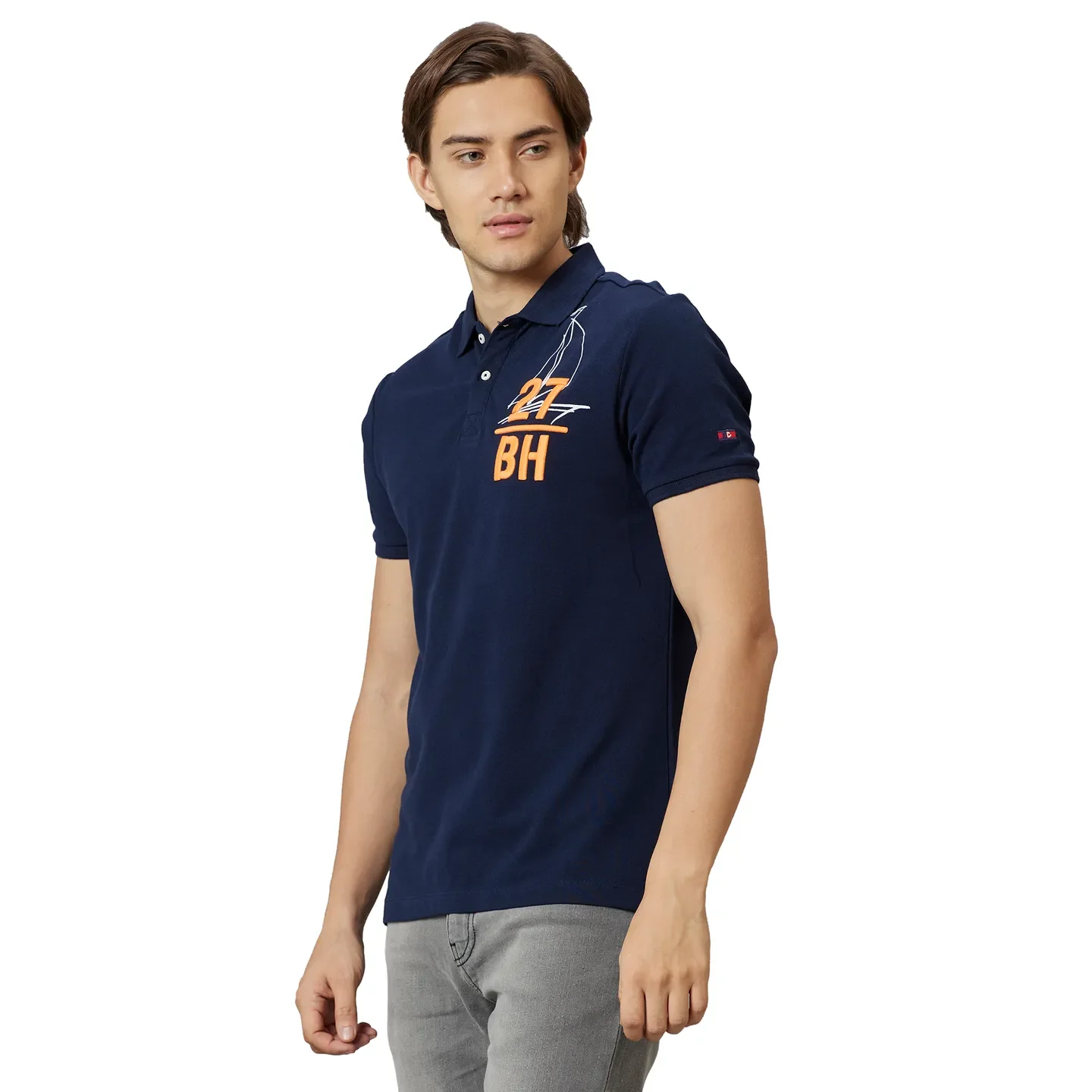 Navy Regular Fit Men's Polo T-Shirt by Being Human Clothing - Image 4