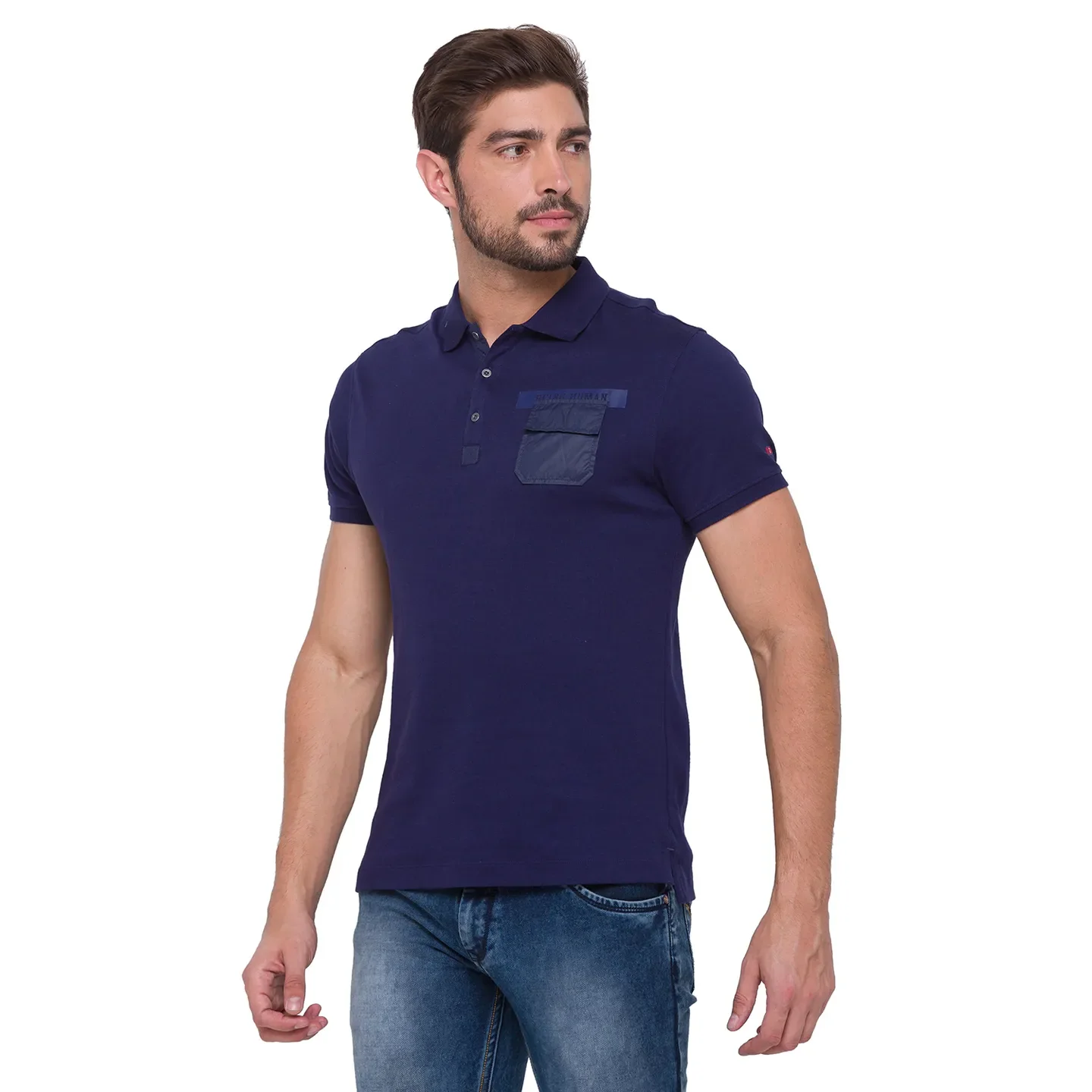 Blue Regular Fit Men's Polo T-Shirt by Being Human Clothing - Image 3